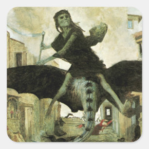 The Plague by Arnold Bocklin, Vintage Symbolism Square Sticker
