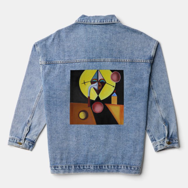 The Plague Doctor - Oil Painting Denim Jacket (Back)