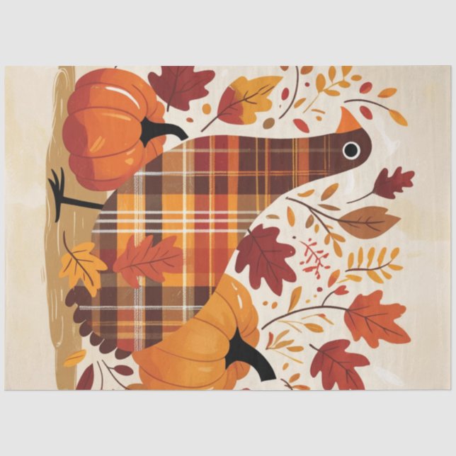 The Plaid Turkey Waltz Tissue Paper (Front)