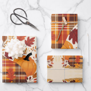 The Plaid Turkey Waltz Wrapping Paper Sheet