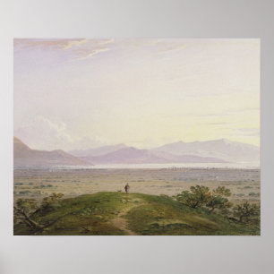 The Plains of Marathon, 1834 (graphite & w/c with Poster