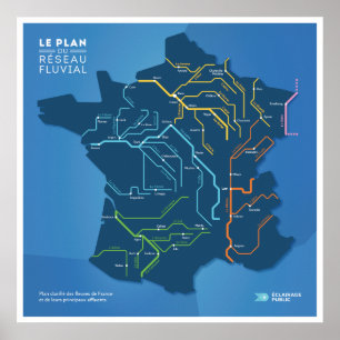 The plan of the French river system Poster