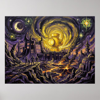 The Planet Qward Starry Night Landscape Poster