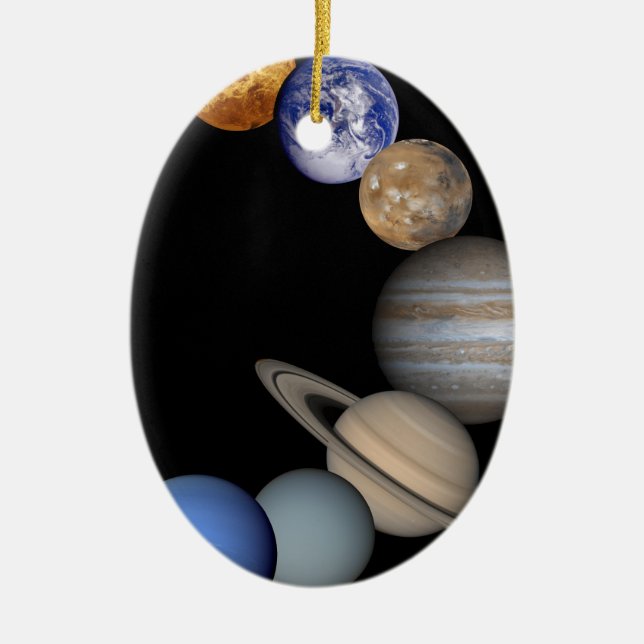The planets of the solar system. ceramic tree decoration (Front)