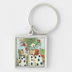 The Playing Cards Painting the Rose Bush Key Ring