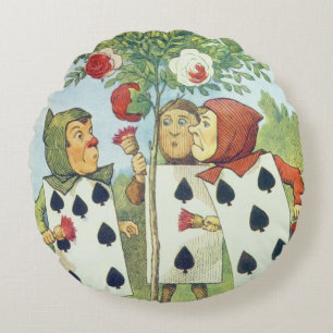 The Playing Cards Painting the Rose Bush Round Cushion