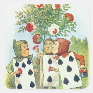 The Playing Cards Painting the Rose Bush Square Sticker