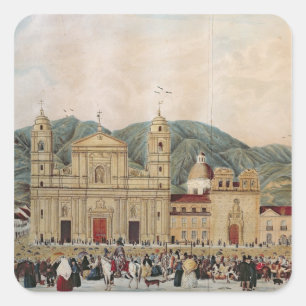 The Plaza de Bolivar, Bogota, 1837 Square Sticker