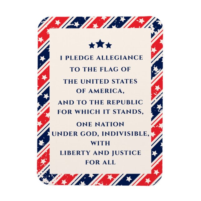 The Pledge Of Allegiance Red Blue American Flag Magnet (Vertical)