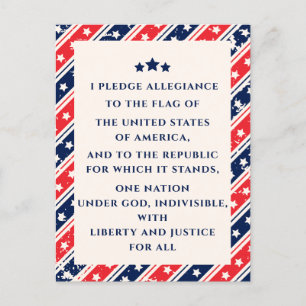 The Pledge Of Allegiance Red Blue American Flag  Postcard