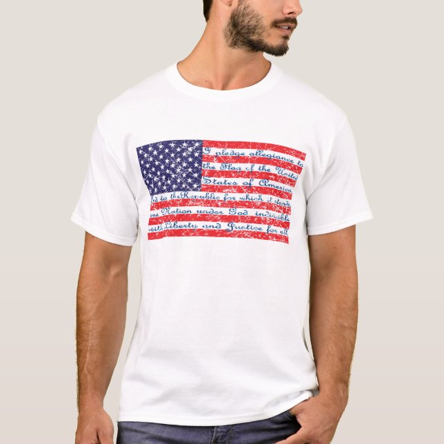 The Pledge of Allegience in the USA Flag T-Shirt (Front)