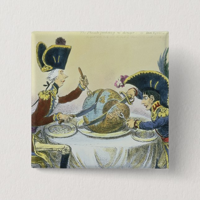 The Plum Pudding in Danger, 1805 15 Cm Square Badge (Front)