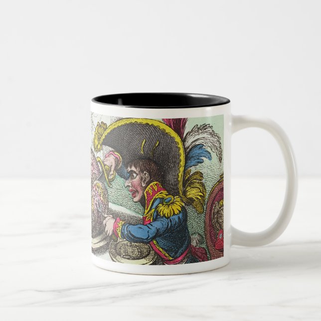 The Plum Pudding in Danger, 1805 Two-Tone Coffee Mug (Right)