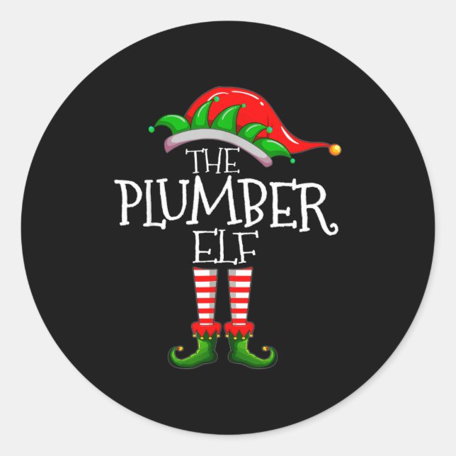 The Plumber Elf Christmas Gift, Plumbing Xmas Paja Classic Round Sticker (Front)