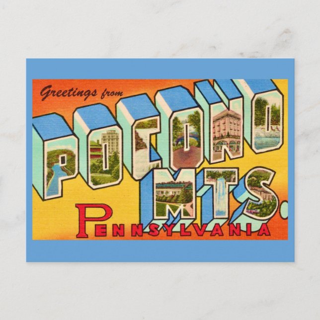 The Pocono Mountains Postcard (Front)