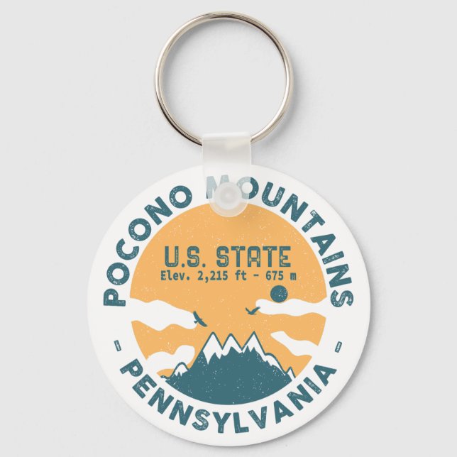 The Poconos Pennsylvania - Retro Vintage Souvenir  Key Ring (Front)