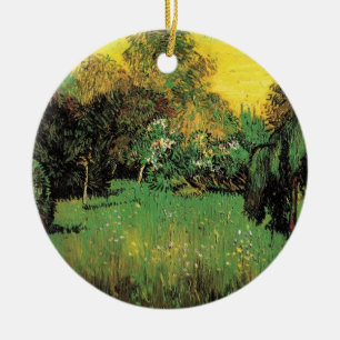 The Poet's Garden by Vincent van Gogh, green peace Ceramic Tree Decoration