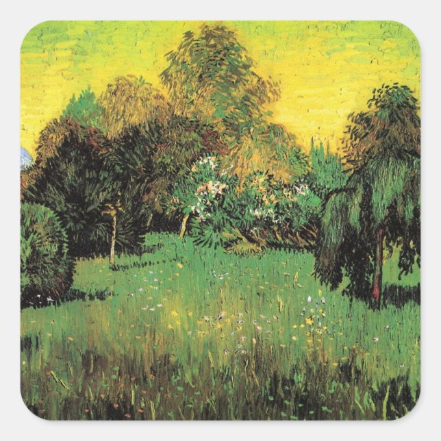 The Poet's Garden by Vincent van Gogh Square Sticker (Front)