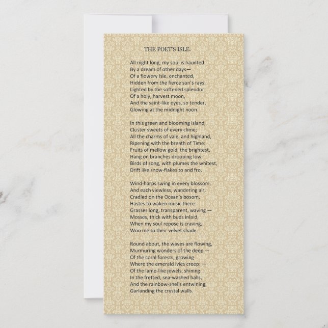 "The Poet's Isle" Beautiful 19th c. Poem Card (Front)