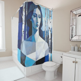 The Poise of “Caelith” – An Abstract Portrait Shower Curtain
