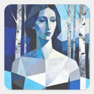 The Poise of “Caelith” – An Abstract Portrait Square Sticker