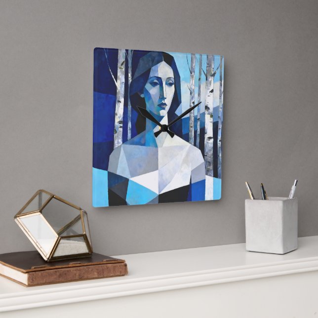 The Poise of “Caelith” – An Abstract Portrait Square Wall Clock (Office)