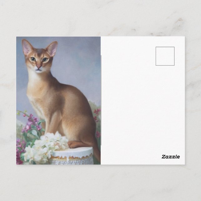 The Poised Abyssinian – Elegant Cat Postcard (Back)
