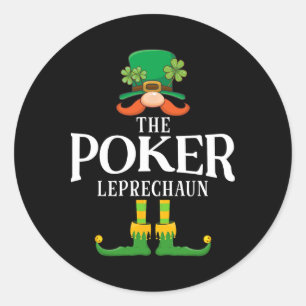 The Poker Leprechaun St Patricks Day Matching  Classic Round Sticker