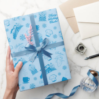 The Polar Express | Blue Birthday Wrapping Paper