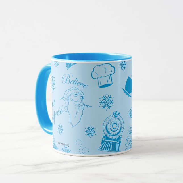 The Polar Express | Blue Holiday Icon Pattern Mug (Front Left)