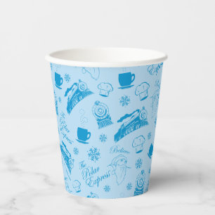 The Polar Express   Blue Holiday Icon Pattern Paper Cups