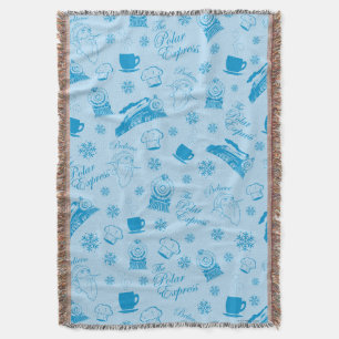 The Polar Express   Blue Holiday Icon Pattern Throw Blanket