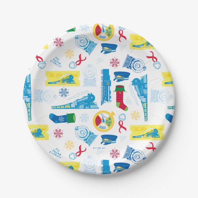 The Polar Express | Christmas Icon Pattern Paper Plate (Front)