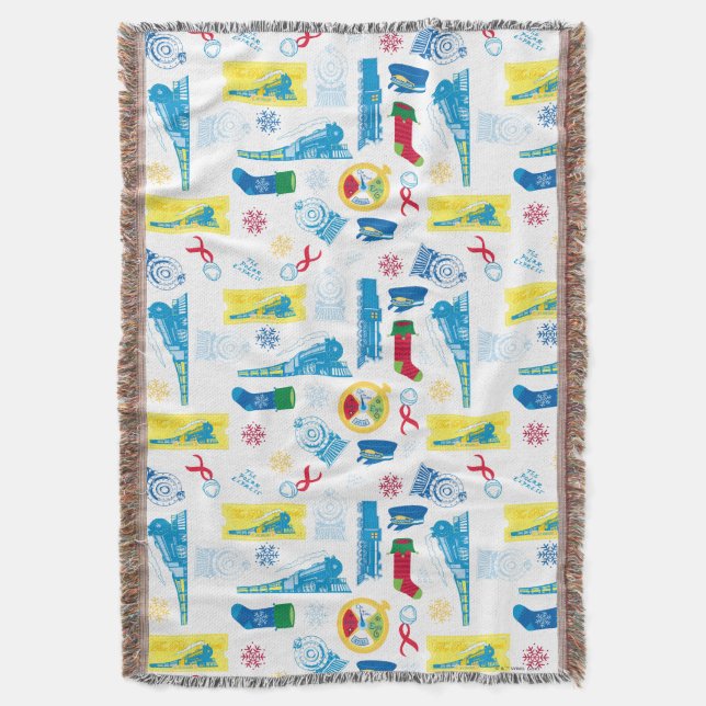 The Polar Express | Christmas Icon Pattern Throw Blanket (Front Vertical)