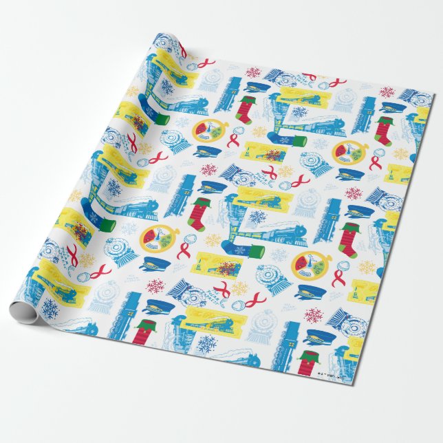 The Polar Express | Christmas Icon Pattern Wrapping Paper (Unrolled)