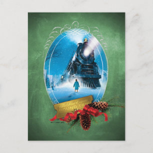 The Polar Express   Holiday Framed Train Arrival Postcard