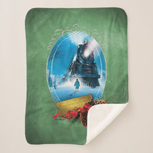 The Polar Express   Holiday Framed Train Arrival Sherpa Blanket