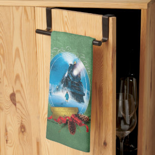 The Polar Express   Holiday Framed Train Arrival Tea Towel