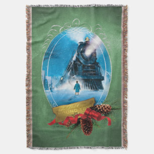 The Polar Express   Holiday Framed Train Arrival Throw Blanket
