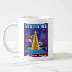 The Polar Express   North Pole Vintage Travel Art Large Coffee Mug