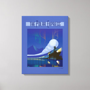 The Polar Express   Northern Lights Vintage Travel Canvas Print