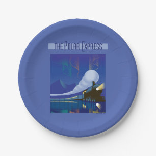 The Polar Express   Northern Lights Vintage Travel Paper Plate