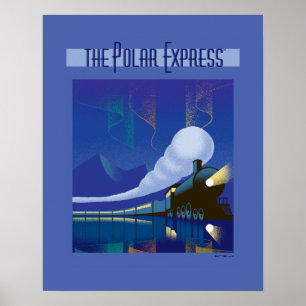 The Polar Express   Northern Lights Vintage Travel Poster