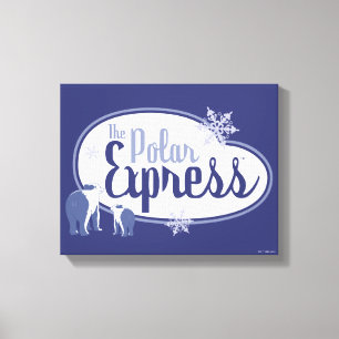 The Polar Express   Polar Bears Retro Graphic Canvas Print