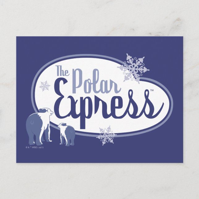 The Polar Express | Polar Bears Retro Graphic Holiday Postcard (Front)