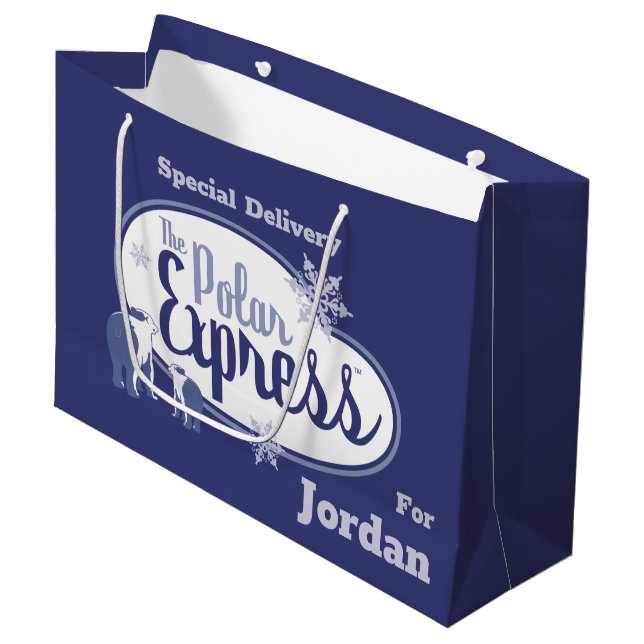 The Polar Express | Polar Bears Retro Graphic Large Gift Bag (Front Angled)