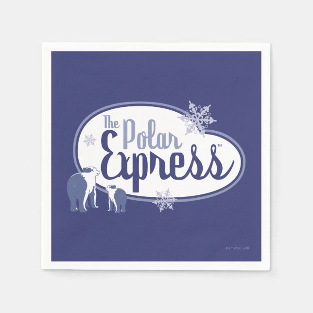The Polar Express | Polar Bears Retro Graphic Napkin (Front)