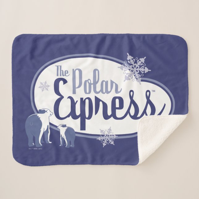 The Polar Express | Polar Bears Retro Graphic Sherpa Blanket (Front (Horizontal))