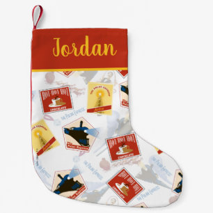 The Polar Express   Retro Sticker Pattern Small Christmas Stocking