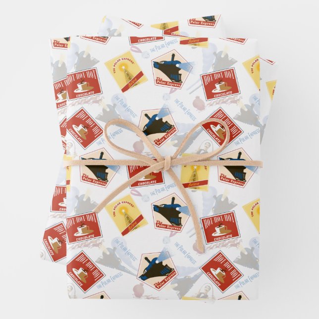 The Polar Express | Retro Sticker Pattern Wrapping Paper Sheet (In situ)